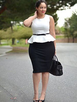Falda lápiz negra talla grande: traje de talla grande,  Ideas de ropa,  Falda de tubo,  Traje de trabajo  