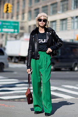 Impresionante elección para look hiver couleur, semana de la moda: Semana de la Moda,  Estilo callejero,  Trajes De Pantalón Verde  