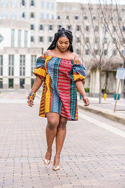 vestido africano con hombros descubiertos: vestidos africanos,  traje de talla grande  