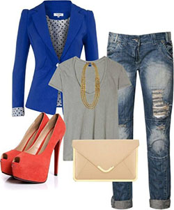Blue Blazer Outfit Mujeres, Ropa casual y Pantalones ajustados: Pantalones ajustados,  traje de chaqueta,  Ropa formal,  Atuendos Informales  