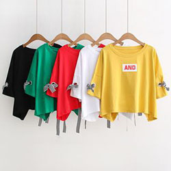 Aigan - Camiseta corta con detalle de lazo: Estilo callejero,  Cima,  Traje de camiseta  