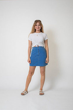 falda volante cintura alta: Trajes De Falda,  Azul cobalto,  Sesión de fotos  
