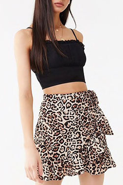 Forever 21 faldas con estampado de leopardo, Animal print: top corto,  Huella animal,  Traje De Mini Falda  
