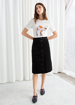 Conjunto de falda midi de pana de moda: Falda de tubo,  Trajes De Falda  