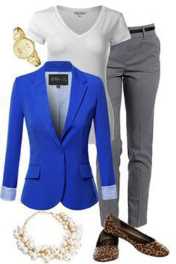 Traje Blazer Azul Mujer: traje de chaqueta,  Atuendos Informales  