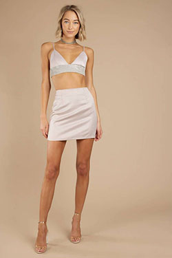 Minifalda de champán barata y mejor, top corto: vestidos de coctel,  top corto,  Falda de tubo,  Traje De Mini Falda  