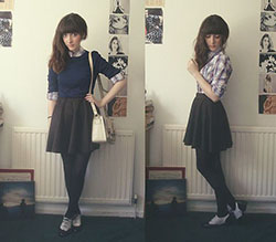 Outfits con falda abotonada, vestidito negro, zapato Oxford: Zapato de tacón alto,  Ropa vintage,  Trajes De Falda,  zapato de montar  