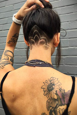 Girl undercut hair designs, Hair tattoo: Pelo largo,  peinados bob,  Tatuaje temporal,  tatuaje de pelo  