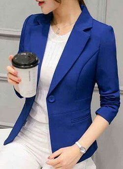 Traje azul clásico coreano para mujer.: traje de chaqueta,  Chaqueta de traje,  Ropa formal,  Atuendos Informales  