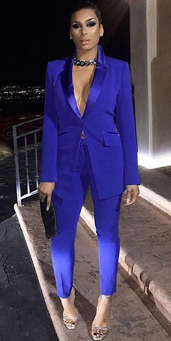 Blue Blazer Outfit Mujeres, Ropa formal, Azul real: azul marino,  azul real,  traje de chaqueta  