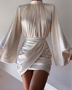 ideas de outfit blanco con vestido de coctel de seda, ideas de moda: vestidos de coctel,  Vestido blanco,  Vestido de cóctel blanco  