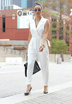 Color outfit ideas 2020 enterizo blanco elegante, street fashion y fashion model: modelo,  traje blanco,  Estilo callejero  