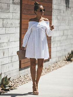 Conjunto color blanco con vestido de coctel: vestidos de coctel,  trajes de fiesta,  modelo,  traje blanco,  Estilo callejero  