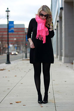 Traje de bufanda rosa fuerte: Accesorio de moda,  Trajes De Legging,  Traje Negro Y Rosa  