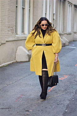 Conjunto de color amarillo con gabardina, abrigo, abrigo: gabardina,  Estilo callejero,  traje amarillo,  Ideas de atuendos de invierno  
