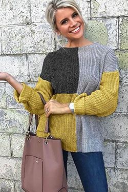outfit amarillo con suéter, ideas de moda, moda callejera: Traje de vestir de mujer  