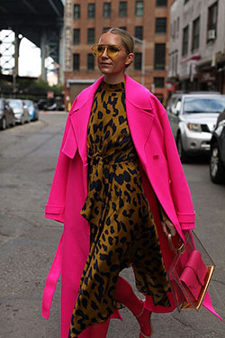 Ideas de ropa de moda magenta y rosa con gabardina de vestir, abrigo, piel: Huella animal,  gabardina,  Fotografía de moda,  Traje Magenta Y Rosa  