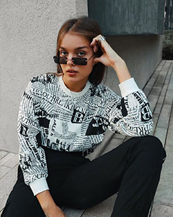 Anna Zak Peinado para niñas, Cool Attitude Girls, gafas de sol, anteojos: Traje Blanco Y Negro,  Anna Zak Instagram  
