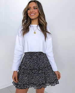 Ideas de vestidos en blanco y negro con minifalda, pantalón, falda.: Atuendos Para Citas,  Traje Blanco Y Negro  