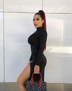 Valeria piernas finas, diseños de vestuario, de pie: chicas de instagram,  traje negro y rojo  