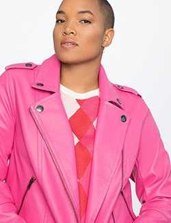 Ideas de vestidos magenta y rosa con chaqueta de cuero, blazer, chaqueta.: traje de talla grande,  Traje Magenta Y Rosa  