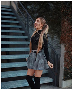 Outfit Pinterest lindos trajes de falda, ropa casual: Traje negro,  Atuendos Con Botas  
