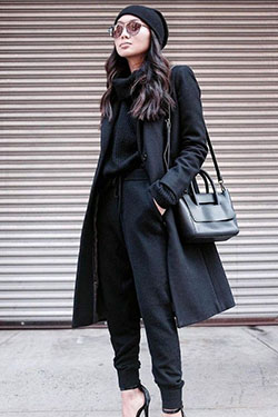 Outfit instagram outfit monocromático mujer blanco y negro, street fashion: Traje negro,  modelo,  Estilo callejero,  En blanco y negro  