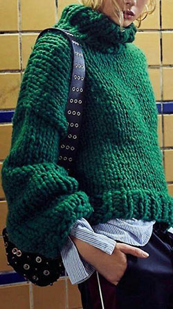 traje de color verde con suéter, diseño de vestuario, tela tejida: Traje de vestir de mujer  