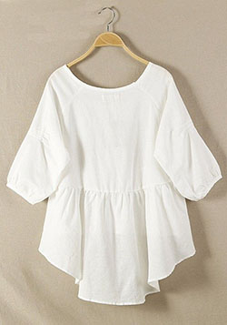 Combinación de color blanco con manga acampanada, camisa de vestir, suéter: trajes de verano,  camisas,  manga de campana,  traje blanco  