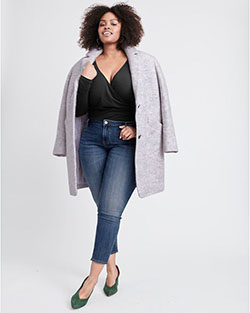 Traje de color con chaqueta, mezclilla, jeans: blogger de moda,  traje de talla grande  