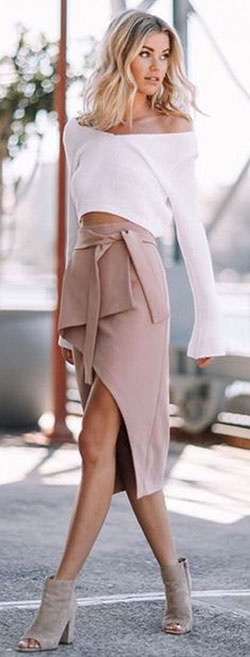 Conjunto de estilo blanco y rosa con falda lápiz, top corto, chaqueta.: top corto,  Falda cruzada,  Falda de tubo,  modelo,  Estilo callejero,  boho chic  