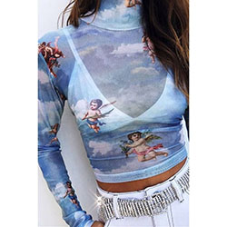Outfit Stylevore con crop top, camisa, top: top corto,  cuello polo,  Traje de camiseta,  Vestidos transparentes  