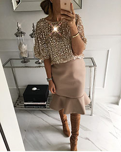 Outfit color marrón con vestido de coctel: vestidos de coctel,  Falda de tubo,  modelo,  Trajes De Falda,  Traje Marrón  