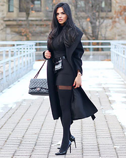 ideas de atuendo negro con gabardina, abrigo, fotografía de modelo: gabardina,  abrigo negro,  Trajes de fiesta con estilo  