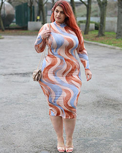 vestido color naranja con vestido de coctel, ideas de moda: vestidos de coctel,  chicas calientes de talla grande  