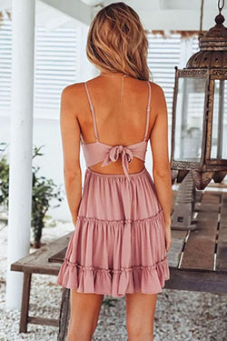 Minivestido de encaje esperando de pie de Wanadress: vestidos de coctel,  vestido sin espalda,  vestido de día,  Traje naranja y rosa  