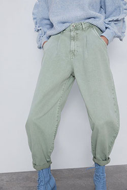 Pantalones vaqueros verdes zara twinset slouchy jeans, fashion accessory: Accesorio de moda,  Vaqueros holgados Twinset,  Traje Caqui,  Pantalones holgados  