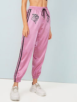 Combinación de color magenta y rosa con pantalones activos, ropa deportiva, pantalón de chándal: Pantalones activos,  Traje Magenta Y Rosa,  Trajes De Pantalón De Seda  