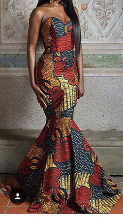 Traje de estilo vestido de sirena africana estampados de cera africana, diseño de moda: Vestido de novia,  Vestido de noche,  Fotografía de moda,  modelo,  Ropa formal,  Vestidos Roora,  Impresiones de cera africanas  