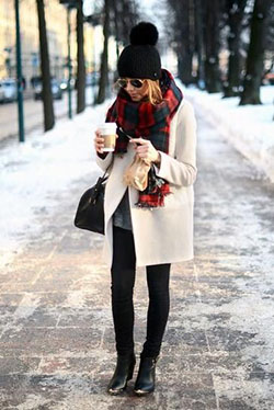 Color dress look inverno neve, street fashion, casual wear: Estilo callejero,  Trajes De Tela Escocesa  
