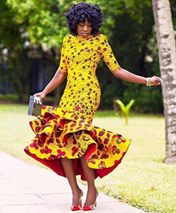 Combinación de colores trajes de mujeres africanas estampados de cera africana, moda callejera: modelo,  vestido largo,  Ropa formal,  Estilo callejero,  Vestidos Roora,  Traje naranja y amarillo,  Impresiones de cera africanas  