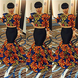 Vestido de fiesta con estampado africano estampados de cera africana, diseño de moda: Fotografía de moda,  Vestidos Roora,  Atuendos Naranjas,  Impresiones de cera africanas  