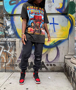 Traje de color con mezclilla, jeans: Traje de camiseta,  Estilo callejero,  modainsta,  moda hip hop,  Trajes de marimacho para niñas  