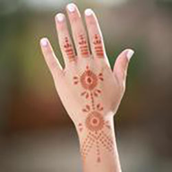 Plantilla de henna elaborada para el dorso de la mano: 