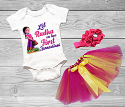 Radha Outfit/Onesie Janmashtami Vestido para niña recién nacida: 