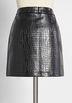 Minifalda negra de cocodrilo Rock de ModCloth: 