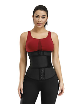 Cinturón ceñidor de cintura de látex negro con 3 filas de ganchos para entrenamiento de barriga: 