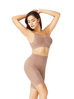 Shorts de cintura alta con sujetador moldeador sin costuras de color nude: 