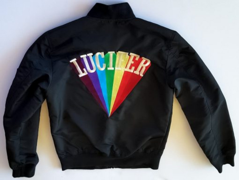 Rising Rainbow Lucifer chaqueta bomber negra: 