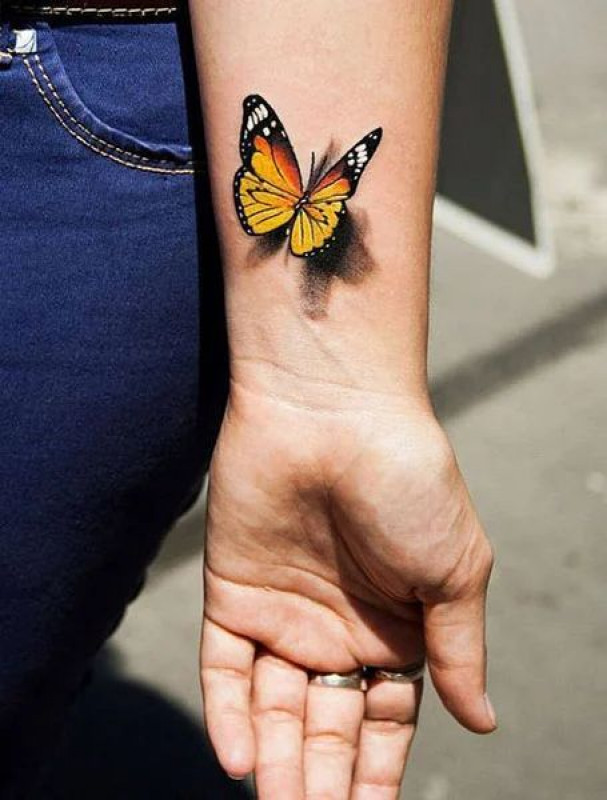 Tatuaje de diseño de mariposa 3D para niñas: Ideas de tatuajes  